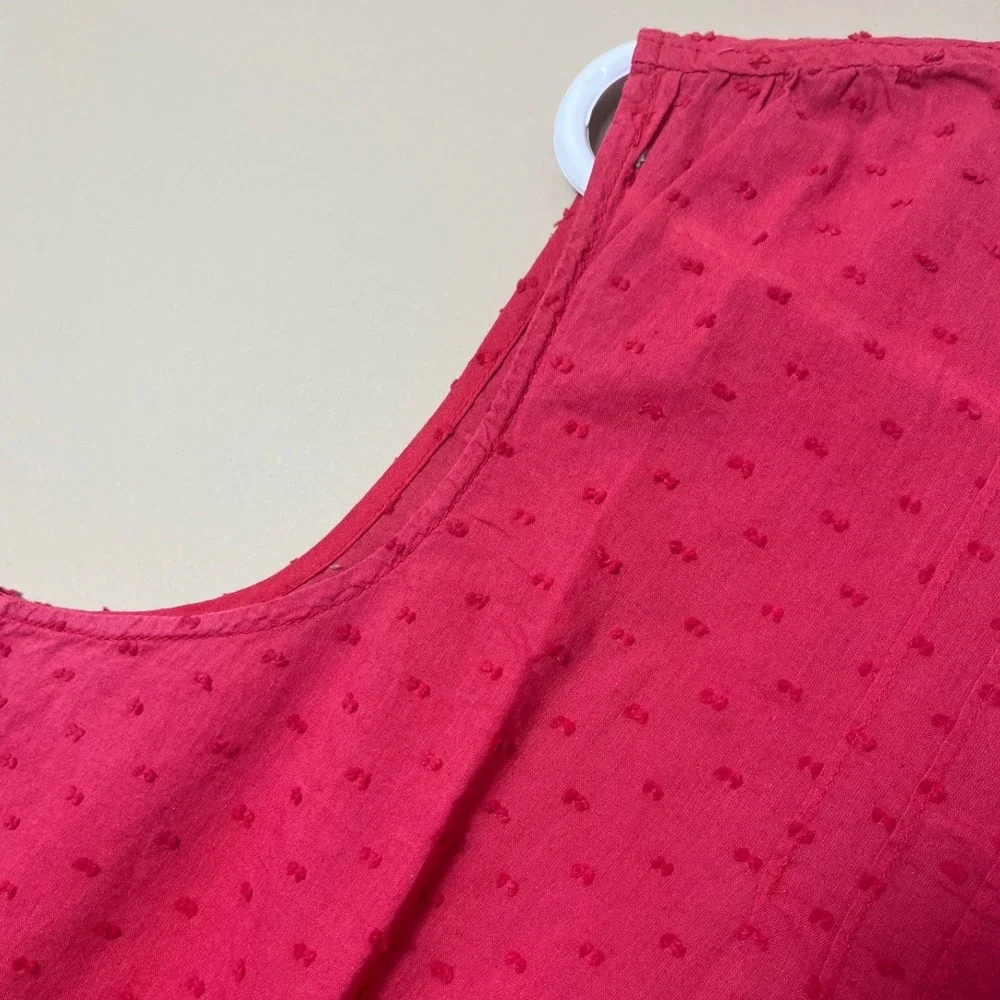 Hannah Pink Swiss Dot Sleeveless Blouse XL Cotton Pintuck Cottagecore Boho Top - Picture 6 of 8